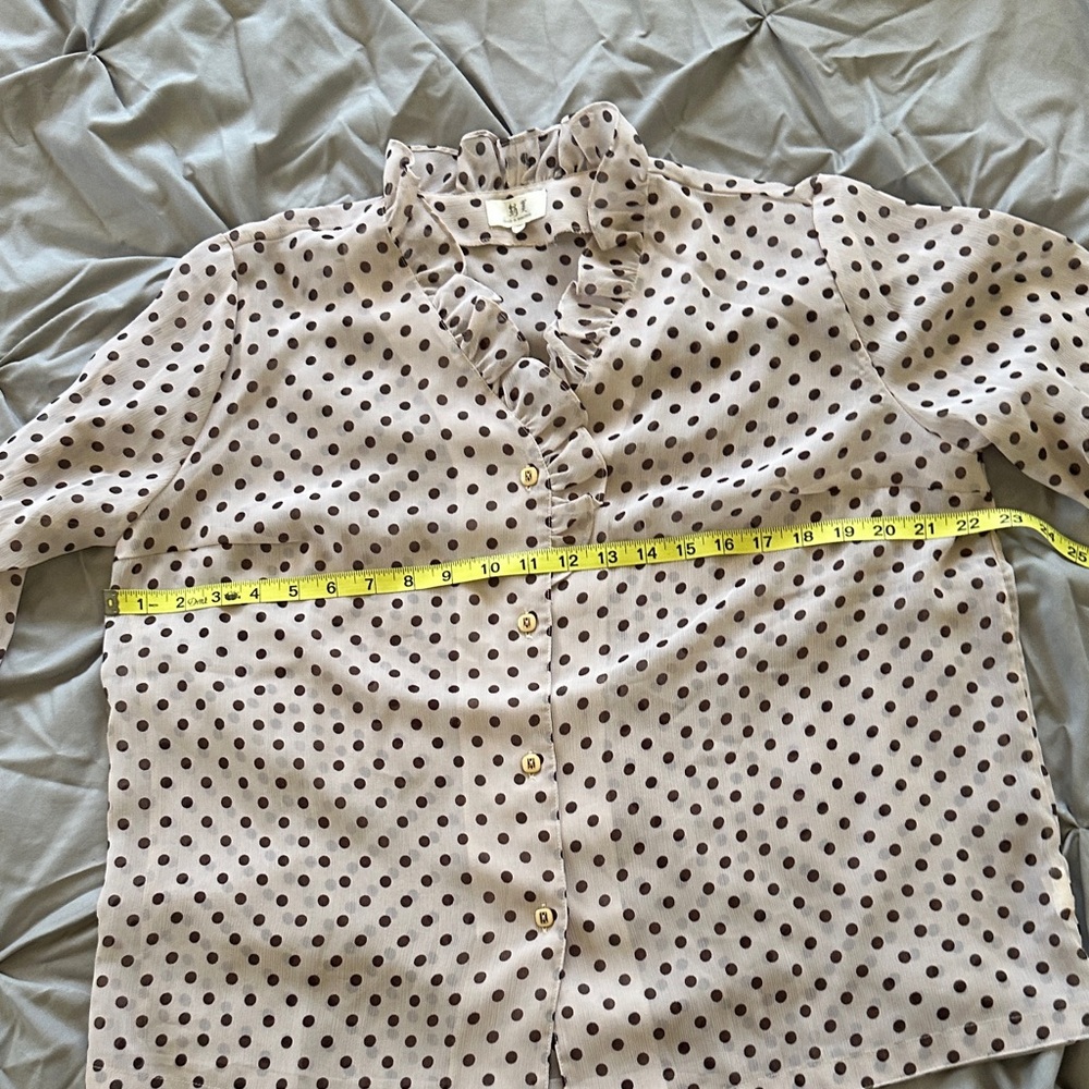 Polka Dot Ruffle Blouse - Picture 2 of 11